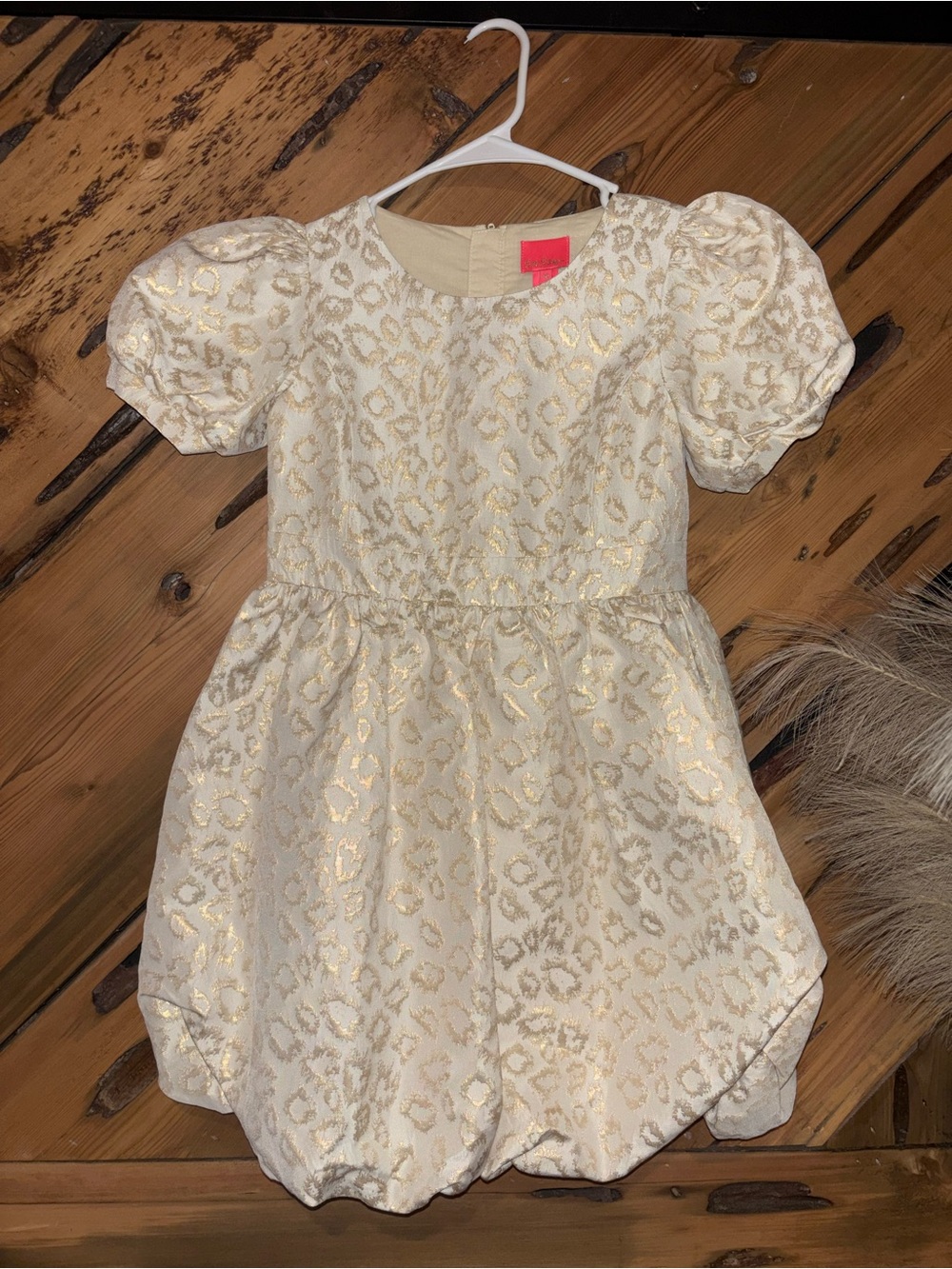 Lilly Pulitzer Formal Ivory and Gold Leopard Bubble Dress